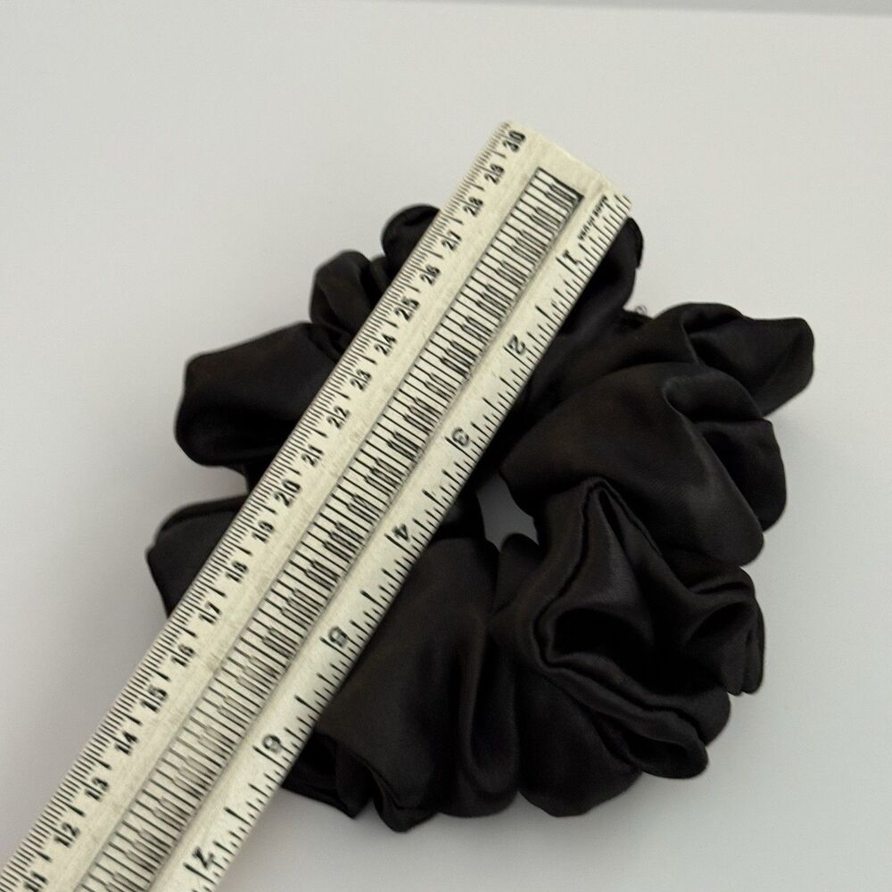 Luxury Black Satin Scrunchie Handmade – Statement Hair Accessory - Picture 6 of 10